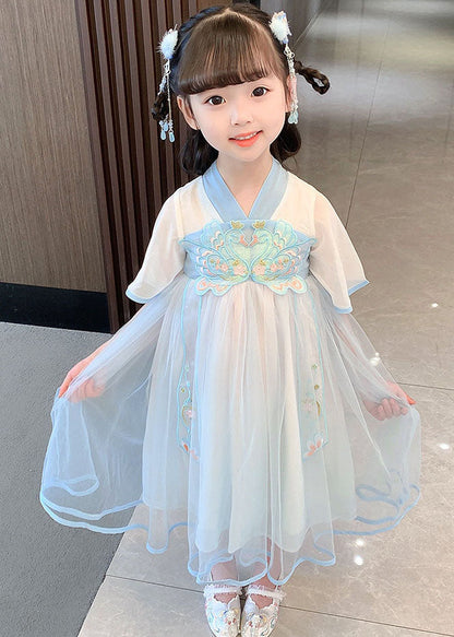 Pink Embroideried Wrinkled Patchwork Tulle Baby Dress Summer