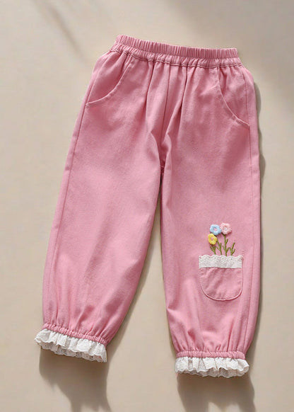 Pink Pockets Kids Trousers Spring