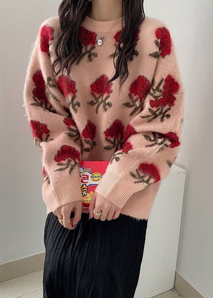Pink Thick Ma Hai Mao Knit Sweaters Fall