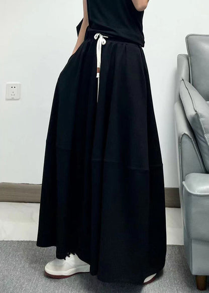 Pink Patchwork Tie Waist Maxi Skirt Spring