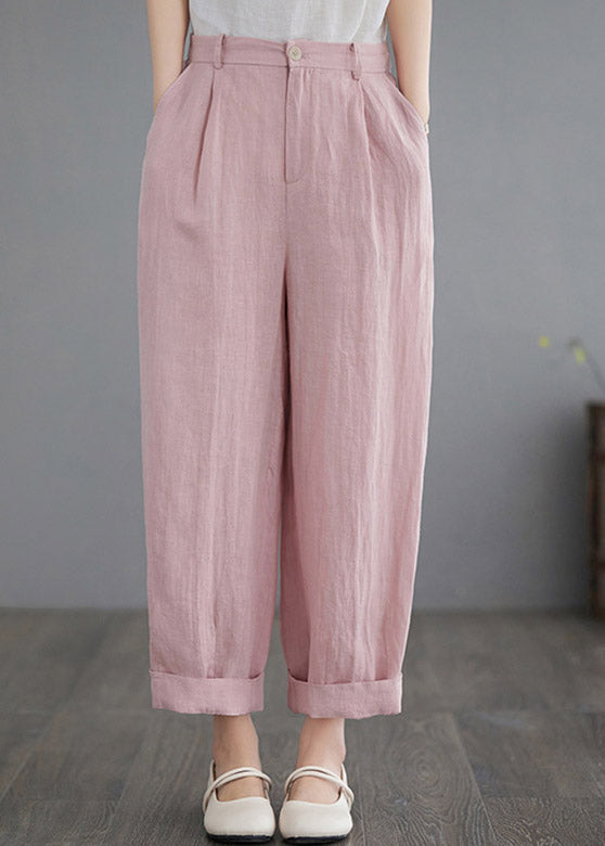 Pink Pockets Straight Pants Summer