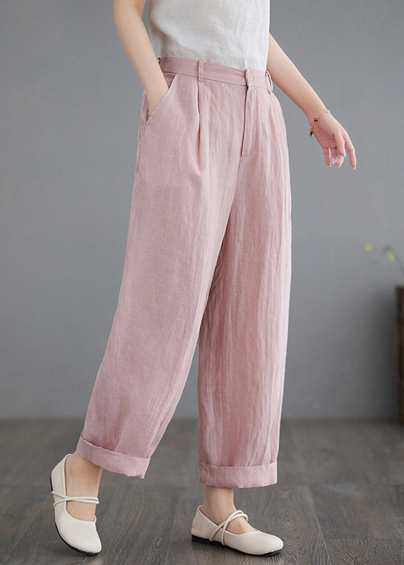 Pink Pockets Straight Pants Summer