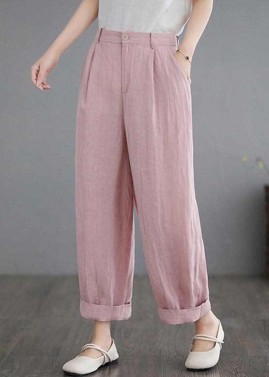 Pink Pockets Straight Pants Summer