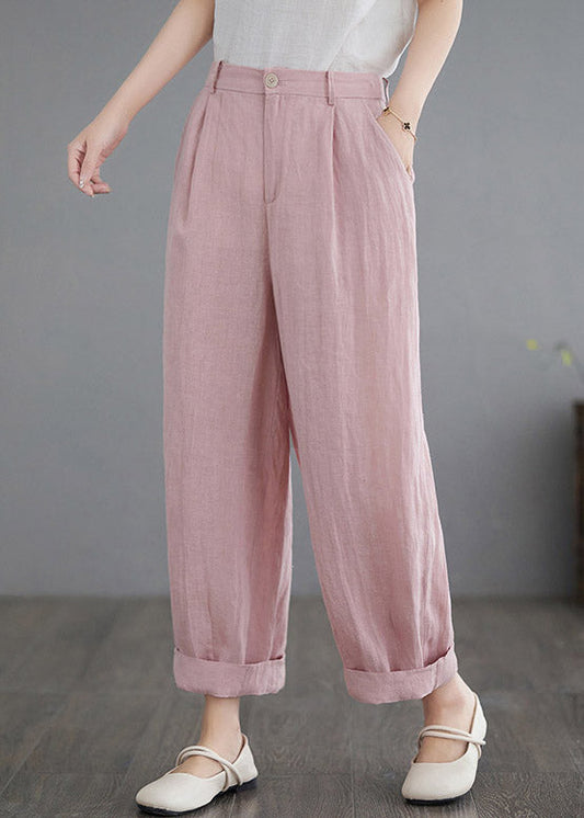 Pink Pockets Straight Pants Summer