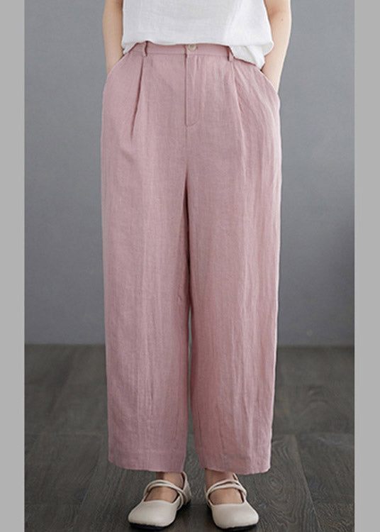 Pink Pockets Straight Pants Summer