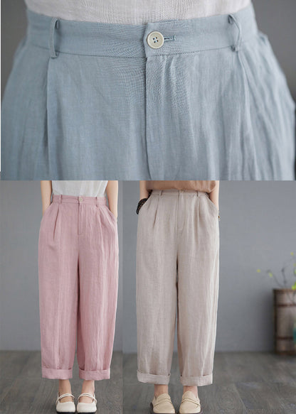 Pink Pockets Straight Pants Summer