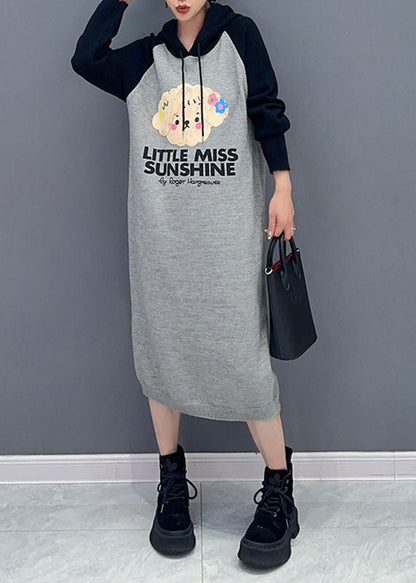 Pink Print Wrinkled Knit Maxi Sweater Dresses Long Sleeve