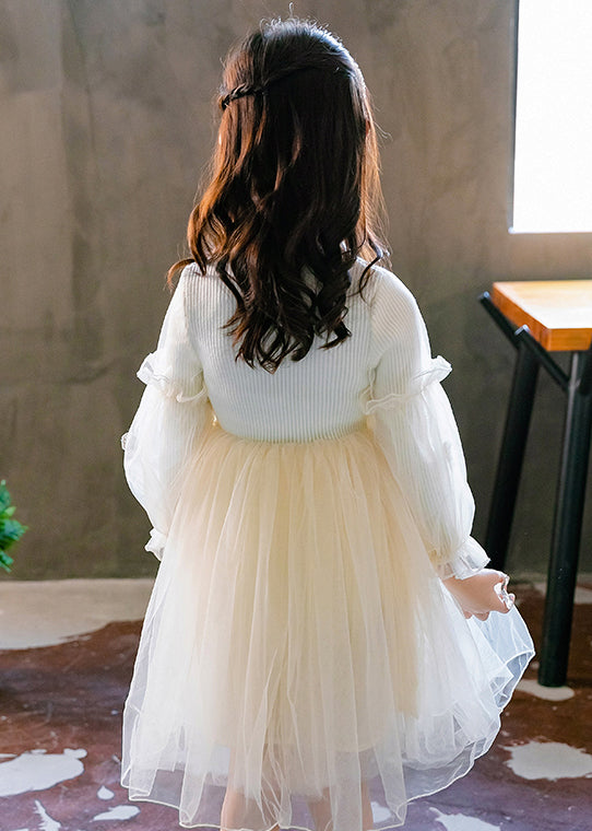 Pink Ruffled Butterfly Patchwork Tulle Kids Dresses Fall