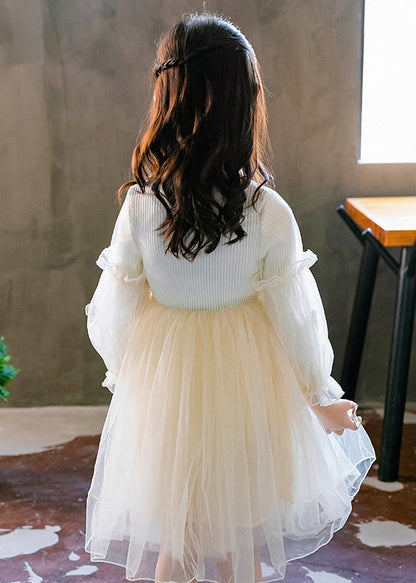Pink Ruffled Butterfly Patchwork Tulle Kids Dresses Fall