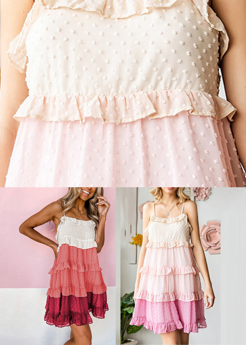 Pink Slash Neck Chiffon Mid Spaghetti Strap Dresses Sleeveless