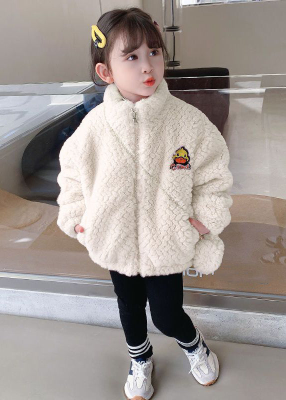 Pink Zip Up Pockets Teddy Faux Fur Coats Long Sleeve