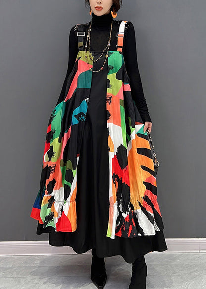 Red Slash Neck Print Maxi Dress Fall