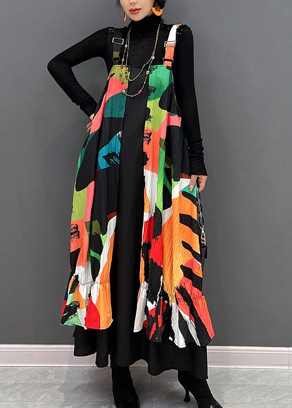 Red Slash Neck Print Maxi Dress Fall