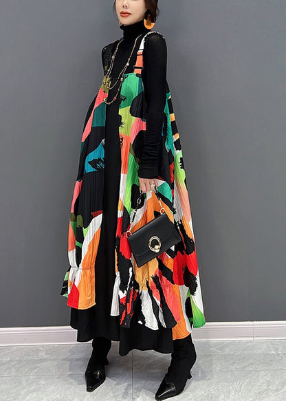 Red Slash Neck Print Maxi Dress Fall