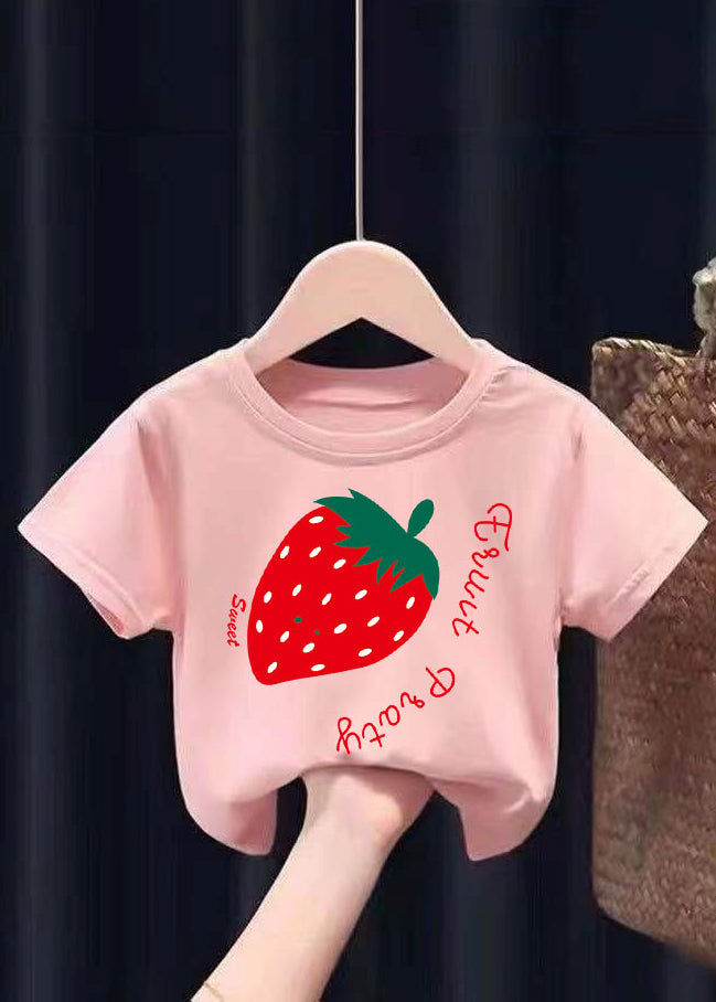 White Graphic Print Patchwork Kids Tops Summer