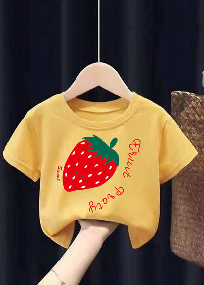 White Graphic Print Patchwork Kids Tops Summer