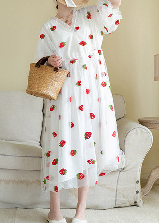 White Patchwork Tulle Maxi Dress Summer