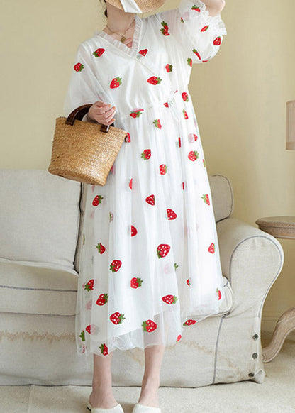 White Patchwork Tulle Maxi Dress Summer