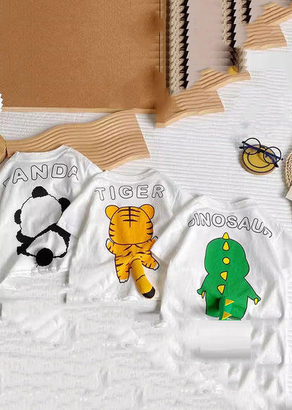White Tiger Animal Print Kids Top Summer