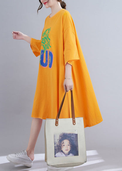 Yellow Graphic Maxi Dresses Spring