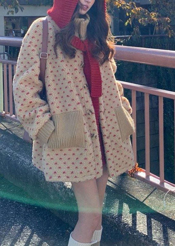 Yellow Turtleneck Pockets Zippered Faux Fur Coats Lantern Sleeve