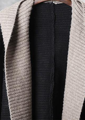 Black Knitted Outwear Clothing Nude Hooded Knit Sweat Tops