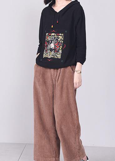 Hooded Knitted Outwear Loose Fitting Wild Knitwear Black