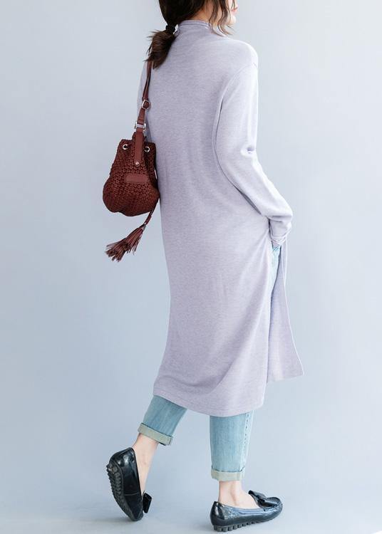 Light Purple Sweater Outfits Moda High Neck Daily Side Open Knit Dresses