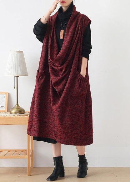 O Neck Asymmetric Sweater Weather Burgundy Oversized Sweater Dress