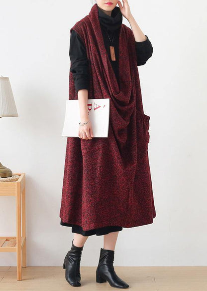 O Neck Asymmetric Sweater Weather Burgundy Oversized Sweater Dress