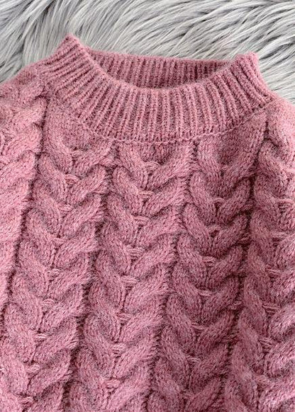 Pink Sweater Weather Refashion O Neck Thick Ugly Fall Sweater Dress