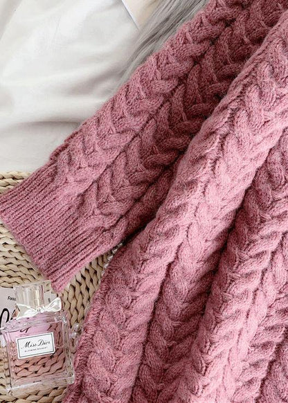 Pink Sweater Weather Refashion O Neck Thick Ugly Fall Sweater Dress