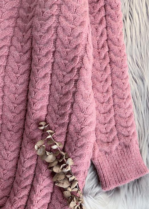 Pink Sweater Weather Refashion O Neck Thick Ugly Fall Sweater Dress