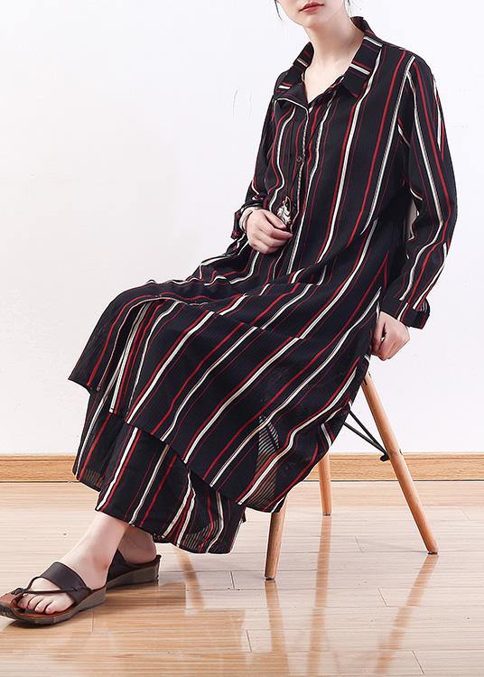 Red Striped Outwear Lapel Cardigans