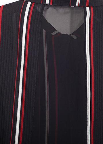 Red Striped Outwear Lapel Cardigans