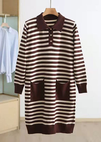 Black Striped Sweater Knit Top Pattern Upcycle Polo Collar Oversized Winter Knitwear