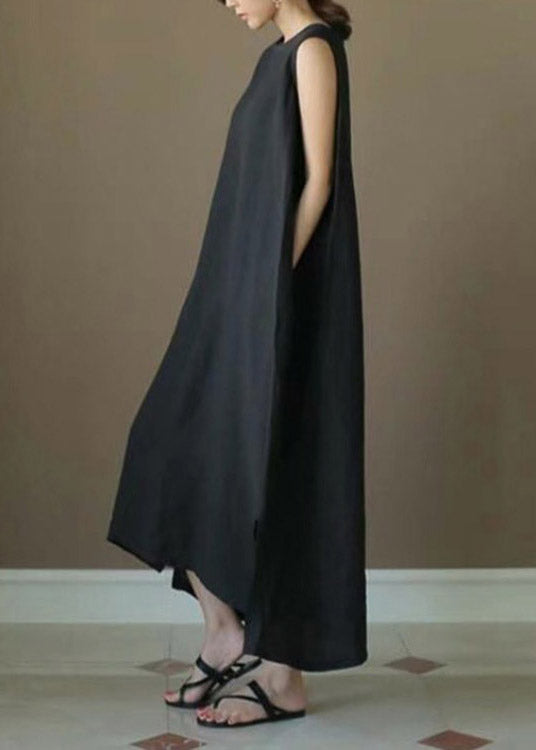 Diy Apricot O-neck Linen Long Dresses Summer