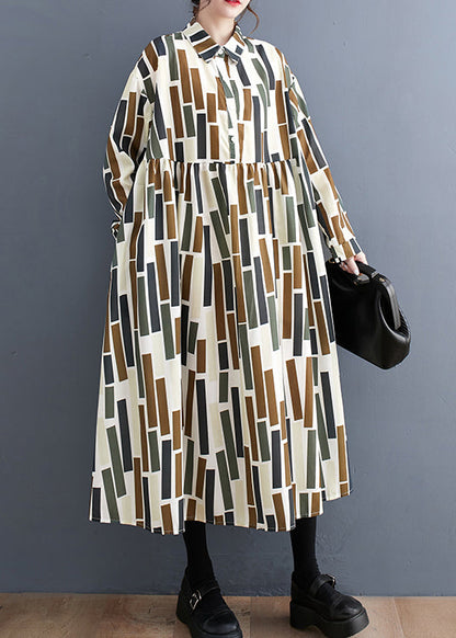 Diy Apricot Oversized Striped Cotton Vacation Dresses Spring