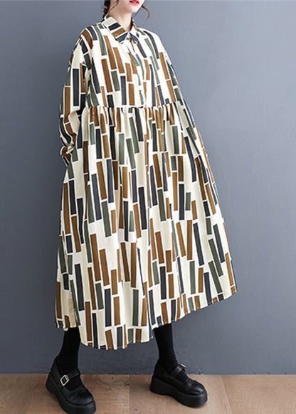 Diy Apricot Oversized Striped Cotton Vacation Dresses Spring