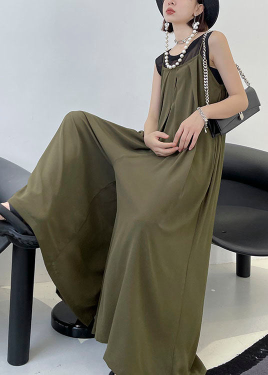 Diy Army Green Loose Pockets Fall Sleeveless Top