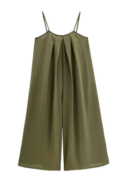 Diy Army Green Loose Pockets Fall Sleeveless Top