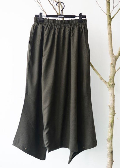 Diy Army Green Elastic Waist Cotton Linen Loose Pants Summer