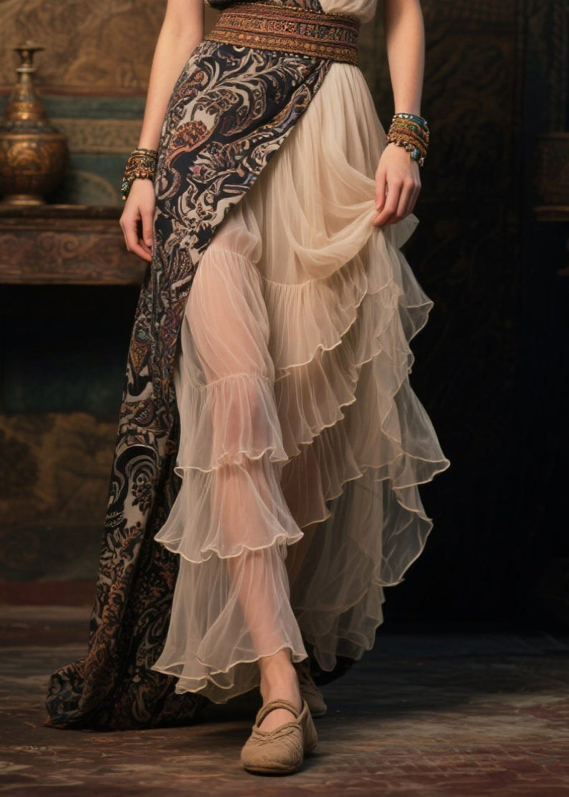 Diy Asymmetrical Design Tunic Chiffon Robe Dresses Summer