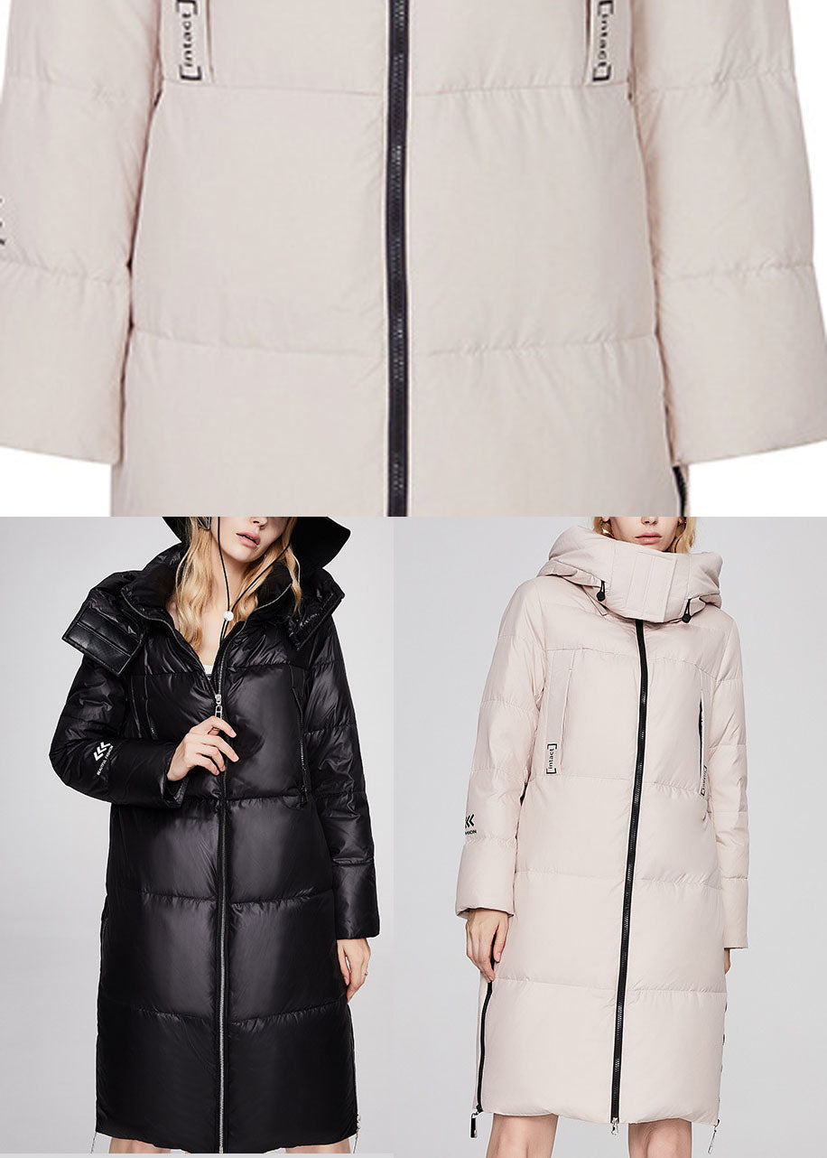 Diy Beige Stand Collar Warm Loose Winter Duck Down Coat