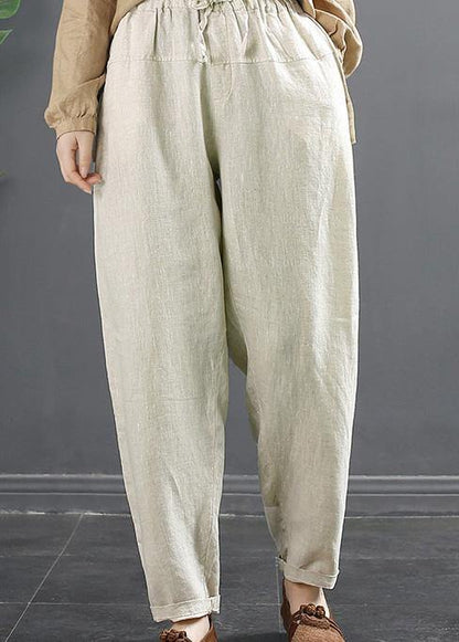 Diy Beige Trousers Spring Elastic Waist Shorts