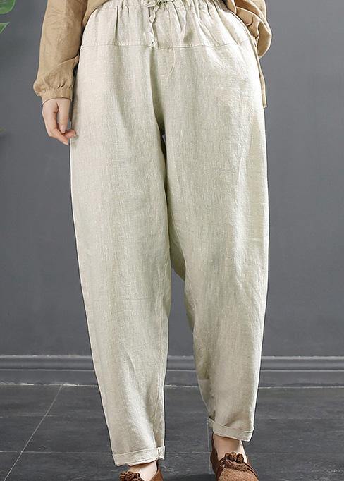 Diy Beige Trousers Spring Elastic Waist Shorts