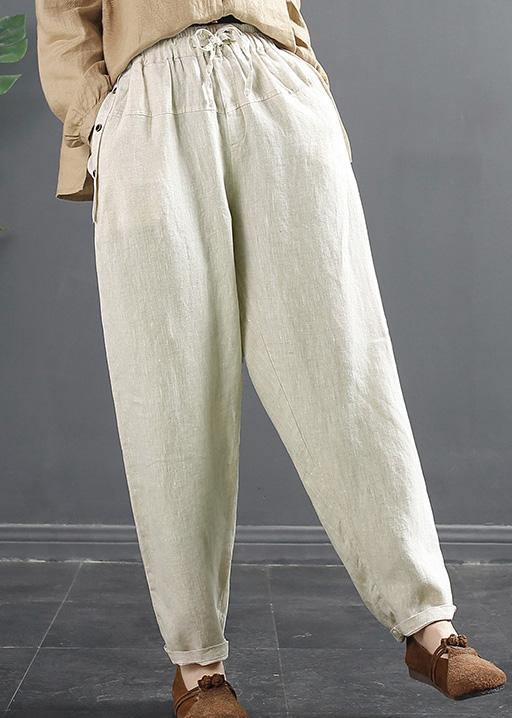 Diy Beige Trousers Spring Elastic Waist Shorts
