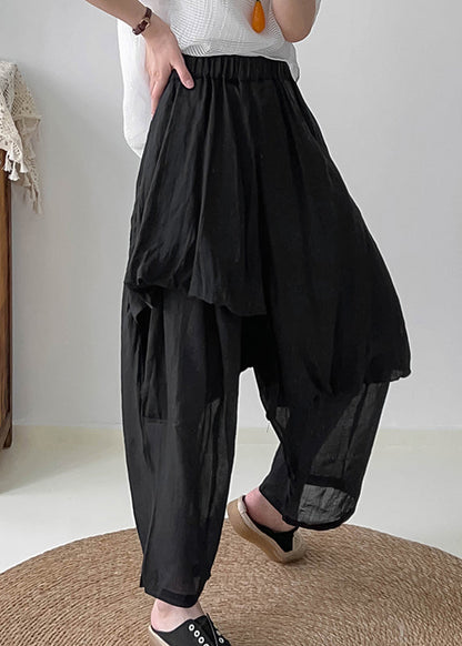 Diy Black Asymmetrical Linen Harem Pants Trousers Fall