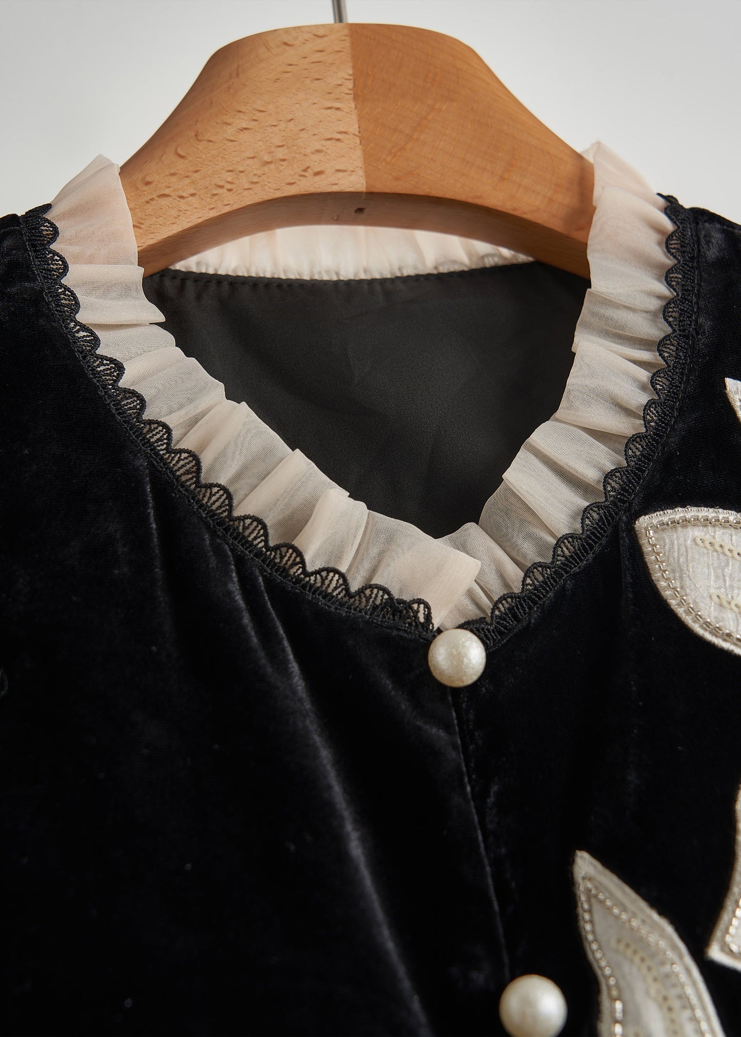 Diy Black Embroidered Organza Patchwork Silk Velour Vests Spring