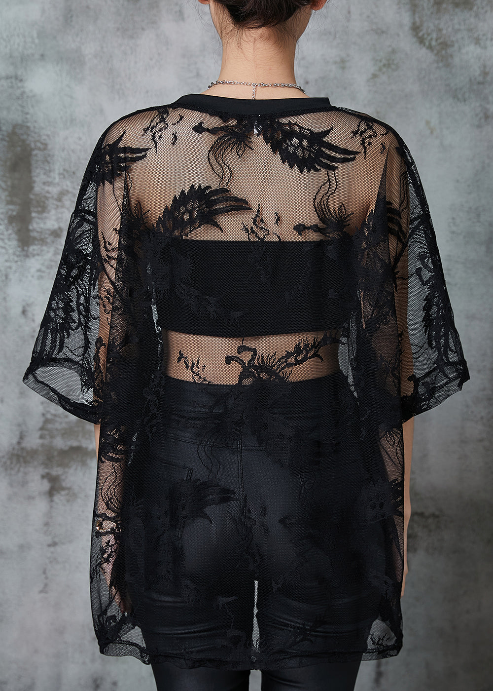 Diy Black Embroidered Tulle Shirt Top Summer